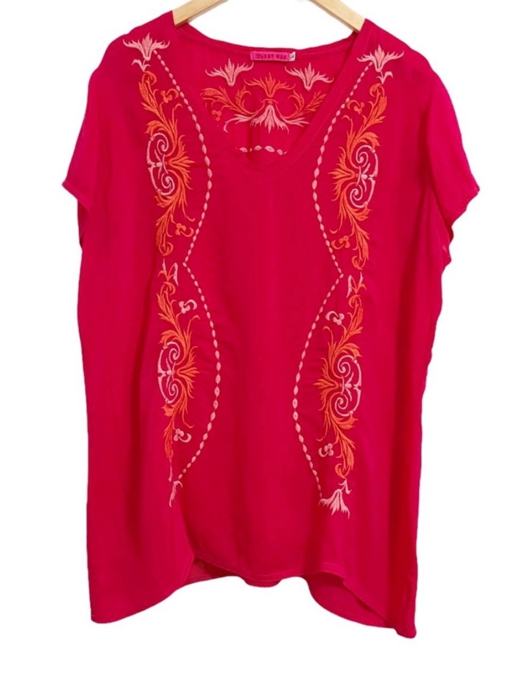 Johnny Was Hot Pink Embroidered Tunic Top